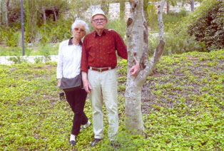 Pavel  and Ruth Kohn next to the P. Pitter’s tree in Yad Vashem The Righteous Among the Nations in Jerusalem, in 2011.